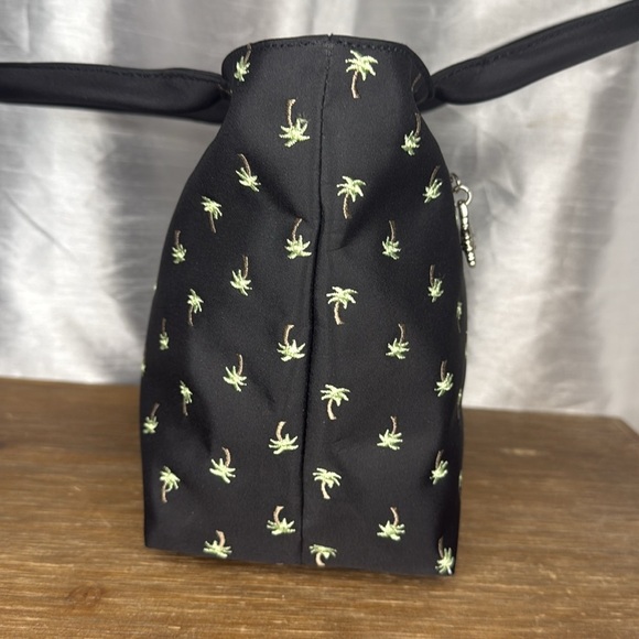 Sunny Hawaii Palm Tree Embroidery Black Small 8x5x8 Handbag - Picture 9 of 9